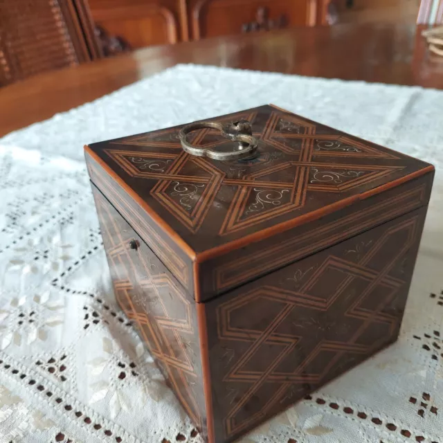 Antica scatola legno intarsiata tea box
