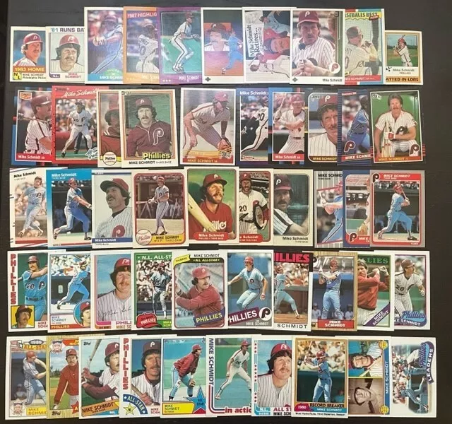 MIKE SCHMIDT 50 CARD LOT All Different from 1980-1990 Philadelphia Phillies HOF