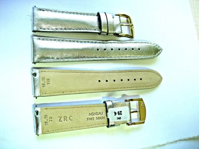 1 Bracelet ZRC 18 mm Argent FAIT MAIN strap handmade band racing watch cuir