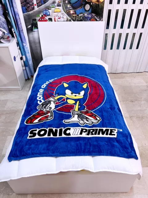 Sonic Prime Morbida Coperta Plaid in Pile di Corallo 110x150cm Lettino Culla