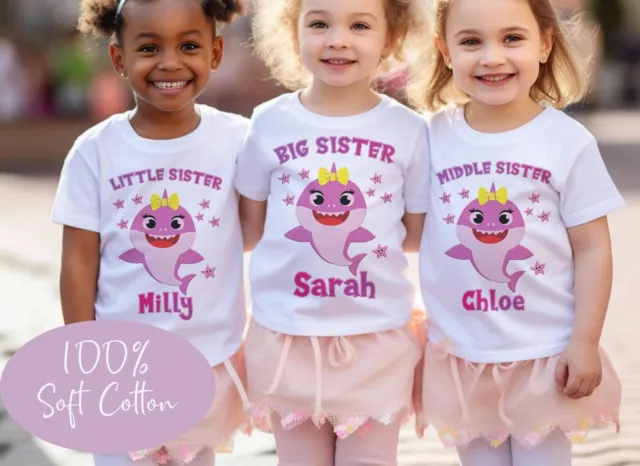 BIG MIDDLE LITTLE Brother Sister Siblings Matching T shirts Set Family Gift 9.99 PicClick UK