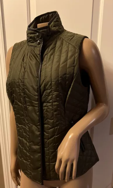 NWT BANANA REPUBLIC Vest Full Zip Olive Green Black Women’s Size MEDIUM PETITE