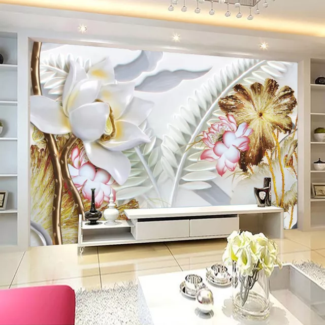 3D Stone flower white 58 Wall Paper wall Print Decal Wall Deco Indoor wall Mural