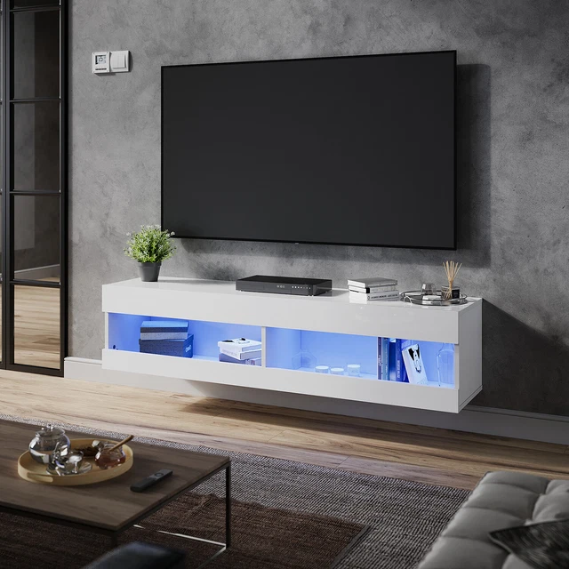 130CM WALL MOUNTED TV Unit Floating TV Stand High Gloss With