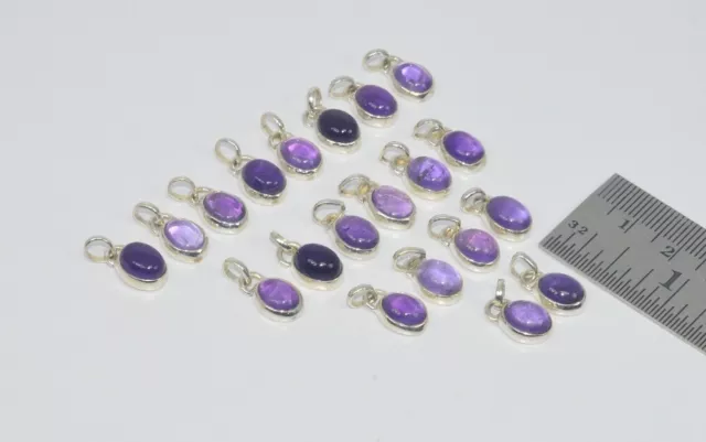 Wholesale 20Pc 925 Solid Sterling Silver Purple Amethyst Pendant Lot B