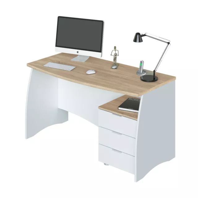 Mesa despacho oficina escritorio Estil + buck color blanco y roble 136x67x74 cm