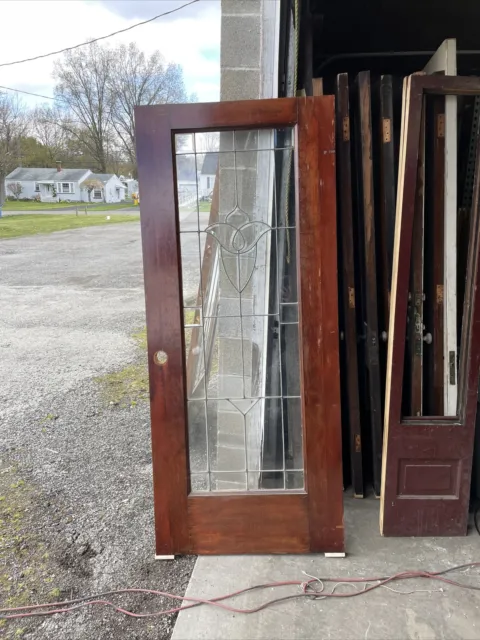 MARTOL 400 Antique Tulip Beveled Glass Door 33.75 X 79.5 X 1.75 Birch