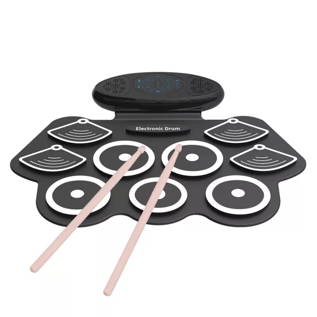Tragbares E-Drum-Set mit 9 Pads, aufrollbares Übungs-Drum-Pad aus Silikon, A6H7