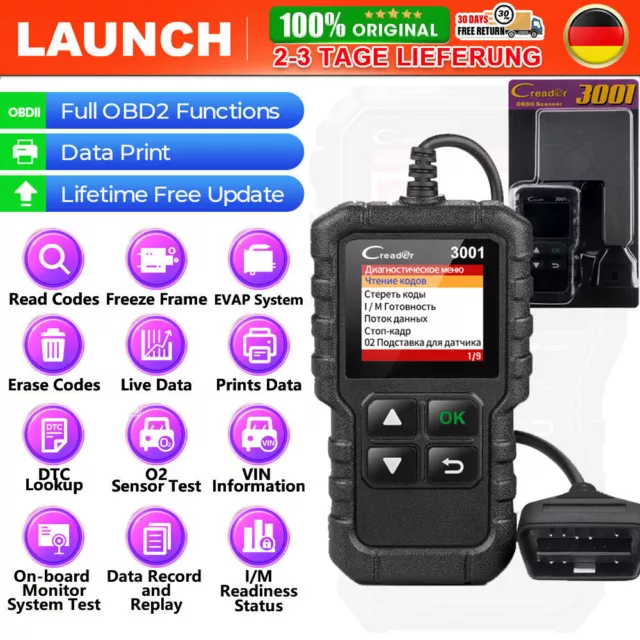 2024 LAUNCH CR3001 Profi KFZ OBD2 Diagnosegerät Auto Scanner Fehlerauslesegerät