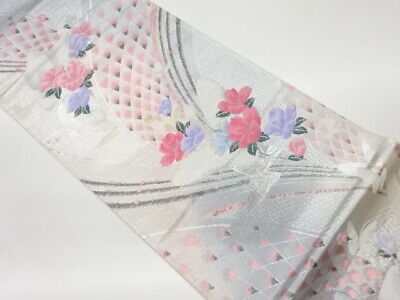 6202887: Japanese Kimono / Vintage Fukuro Obi / Woven Butterfly & Camellia