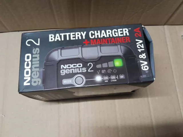 NOCO GENIUS2UK, 2A Smart Car Charger, 6V and 12V Portable Heavy-Duty Battery