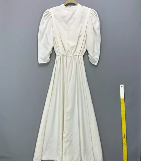 Vintage Cottage core Womens Mennonite Handmade Plain Modest Dress Gown S/M Ivory