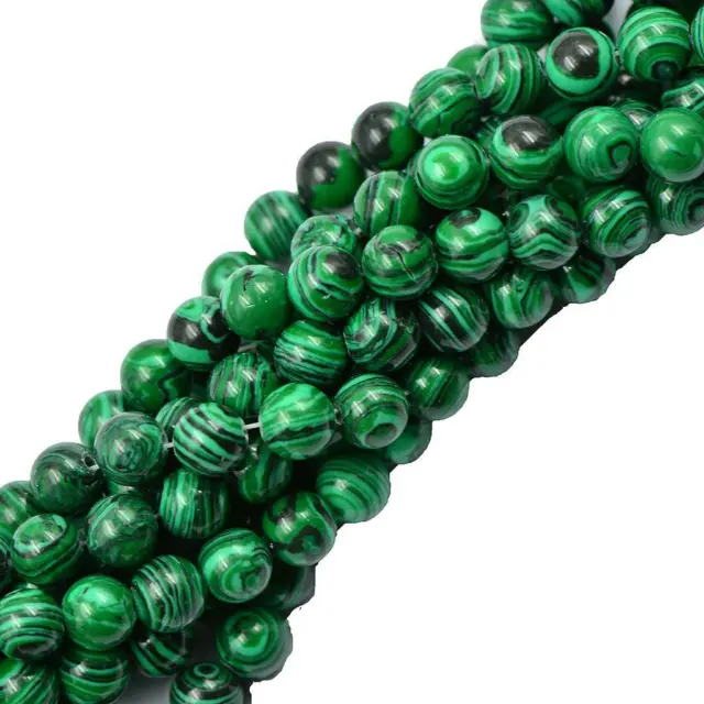 Perles rondes de pierres précieuses de malachite verte perles brin pierre