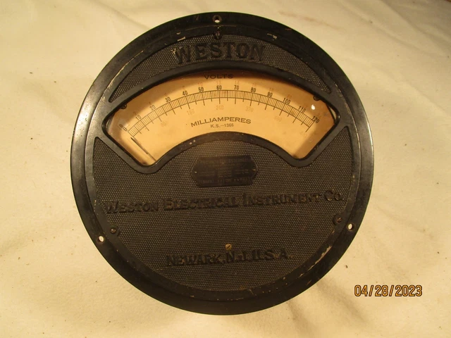 Ant. Weston  Electrical Instrument Co  Ammeter  Model 57  Untested 9 1/2" d