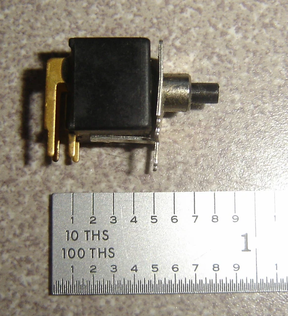 Lot of 2, Push Button Switch Momentary Single Pole N.O. Gold PC Thru-Hole Rt Ang