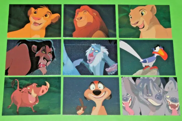 1994 The Lion King Series 1 Embossed Foil Insert 9 Card Set Disney Cartoon Movie