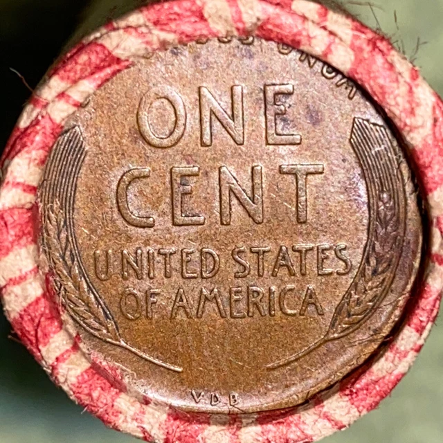 1 US Lincoln Wheat 1C Cent Penny Roll 1909-S/1909 VDB (50 Coins) 40%+ Pre-1940’s 2