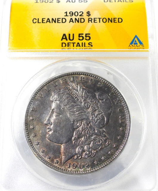 1902 Morgan Silver Dollar ANACS AU 55 Details Cleaned/Retoned KM#110  (553)