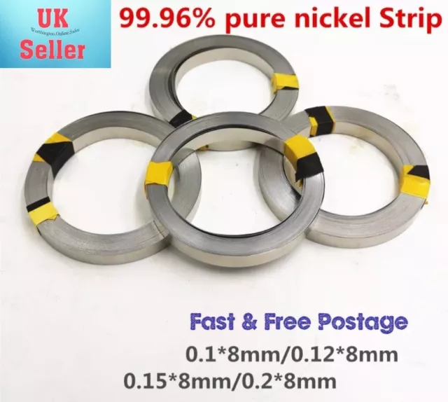 99.96% Pure Nickel strip Tape Li 18650 Battery Spot Welding.Various Sizes. UK