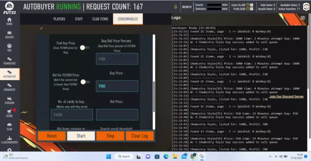 FIFA 22 Web App Autobuyer