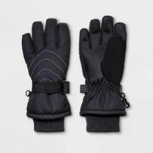 Boys' Ski Onyx Quilted Gloves - All in Motion Black 8-16