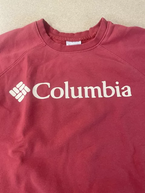 Columbia Sunridge Crew Neck Sweatshirt Pullover Red Pink Logo Womens Large