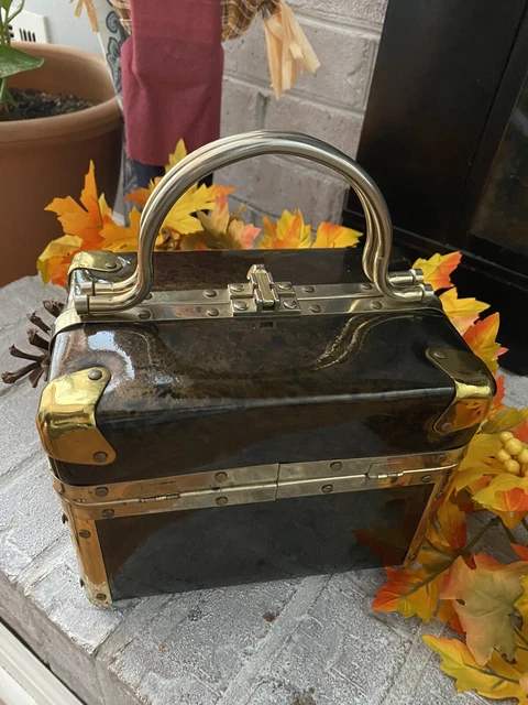 Italian Bosa Bella Box Train Purse Makeup Case Vintage Brown