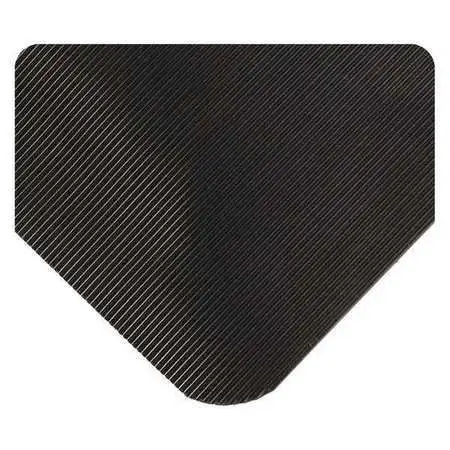 WEARWELL 431.78X3X15BYL Ultrasoft Corrugated Mat, Black/Yellow, 3 ft. W x 15