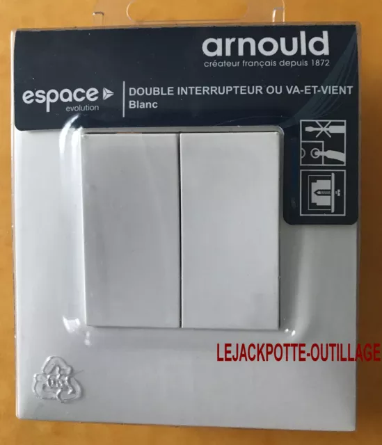 Arnould  Evolution BLANC, Double Interrupteur Va et Vient, Complet , neuf