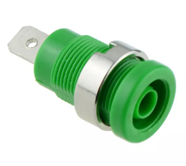 10 x Green 4mm Shrouded Panel Mount Banana Test Socket Connector