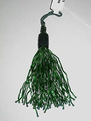 NEW - Beautiful Green Glass Bead Tassel with Large Glass Bead Top -7 1/2" Long