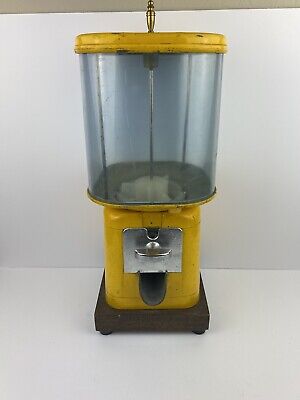 Vintage Old Oak Acorn Gumball Gum Candy Machine 1-Cent On Wood Stand Tabletop