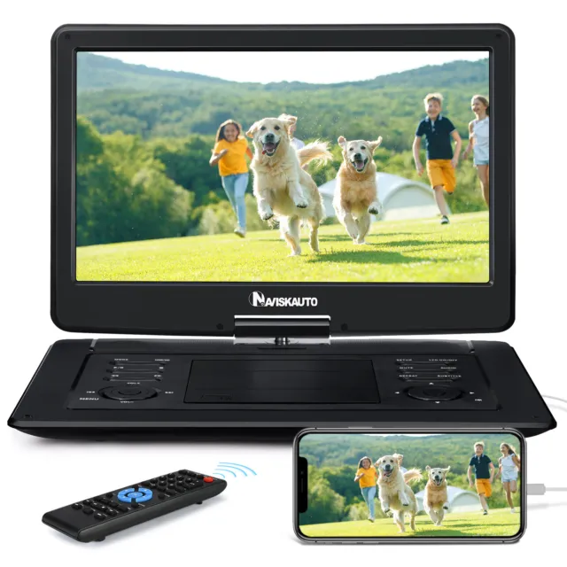 19" HD Portable DVD Player with 15.6" HD Swivel Screen 5 Hrs Battery USB AV OUT