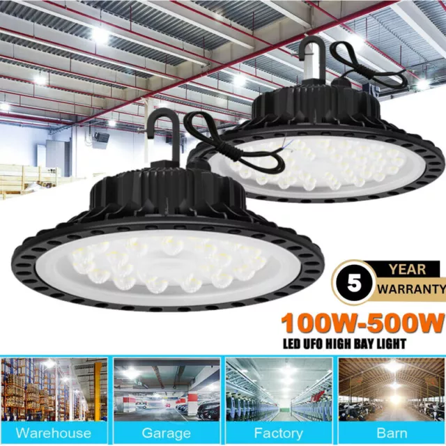 50W-500W UFO LED High Bay Light Workshop Garage Lights Industrial Warehouse Lamp