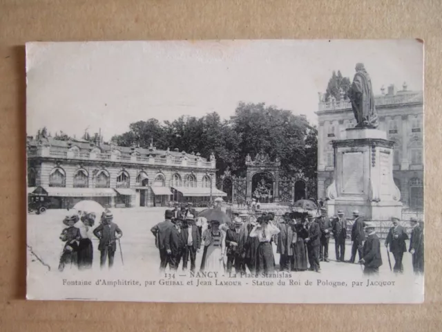 Cpa Nancy (54) Place Stanislas Fontaine D'amphitrite Statue Roi Pologne. Animee