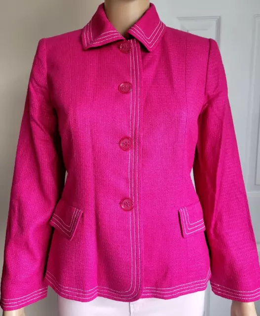 NEIMAN MARCUS Womens Blazer Jacket 4 Silk Pink Lined Made in USA Career