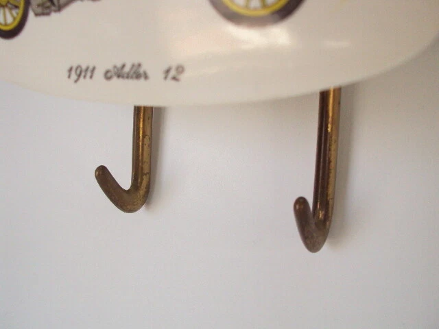 vintage wall mount BRASS hooks coat hat hanger racks Double Hanger Old PLASTIC 2