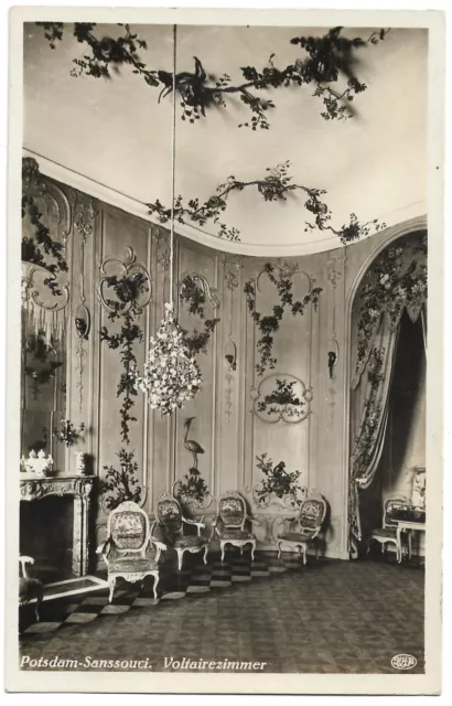 Postkarte - AK Potsdam-Sanssouci, Voltairezimmer, ungelaufen, Echte Photografie