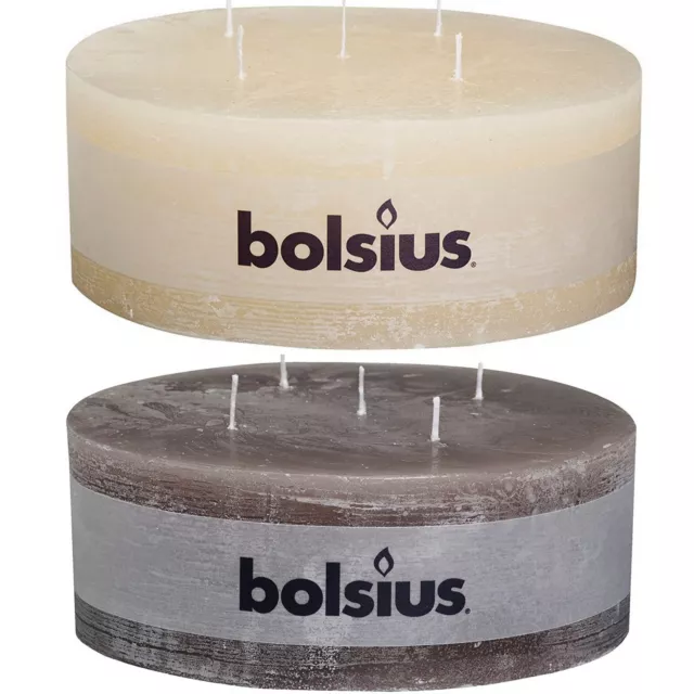 2 Stück Bolsius 5-Docht Stumpenkerzen 185x70mm Rustic XXL Kerzen Mehrdochtkerzen