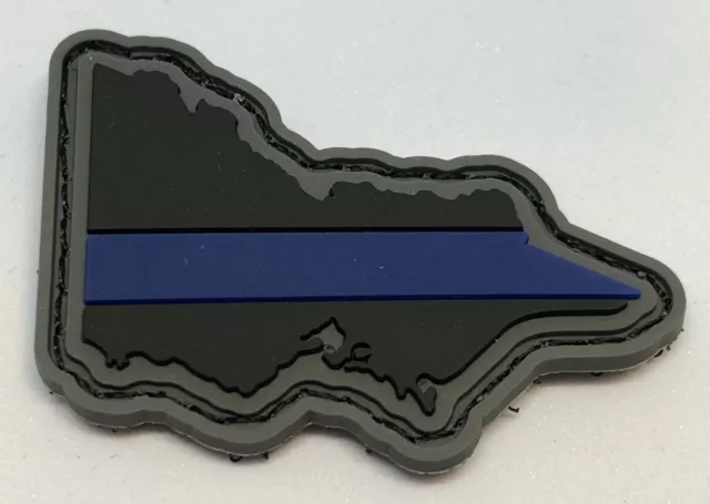 VIC Thin Blue Line, Police Rubber / PVC Patch, State, Hook Rear, TBL