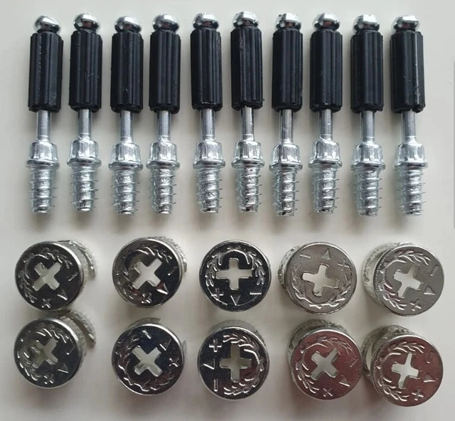 10X 15MM CAM Lock & 34mm Dowel Pins Flat Pack Furniture IKEA Fixings