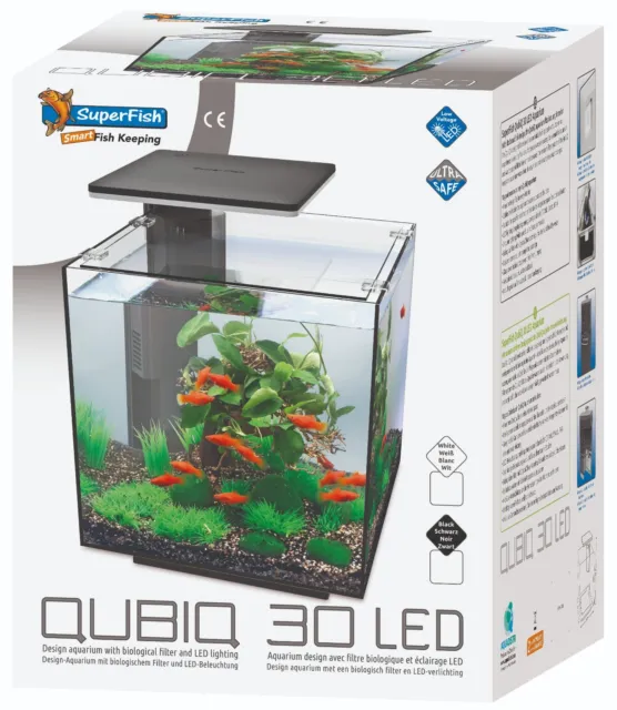 Superfish QubiQ 30 LED White 30L Nano Cube Aquarium Fish Tank Filter & LED Light 3