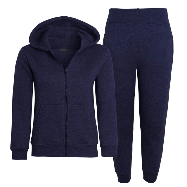 Boys Tracksuit Girls Kids Plain Hooded Jogging Bottoms And Hoodie Ages 2-13 Year