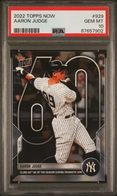 2022 Topps Now MLB NY Yankees Aaron Judge #929 Clubs 60th HR PSA 10