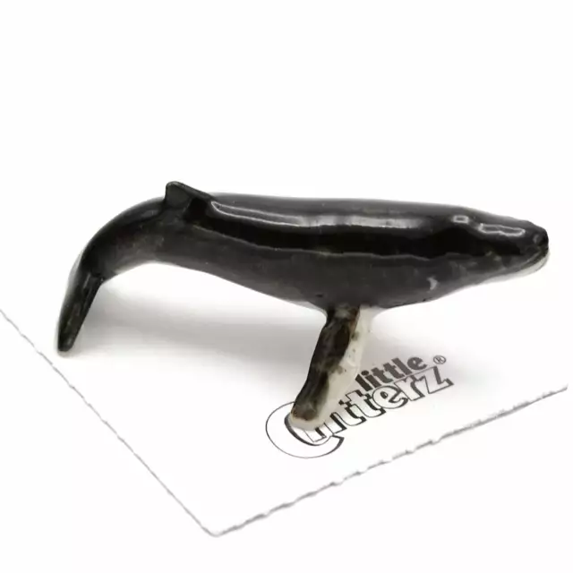 Little Critterz Black Whale - Humpback "Song" - miniature porcelain figurine