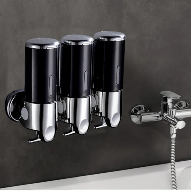 Dispensador de jabón 3x500 ml montado en pared baño ducha loción champú soporte líquido