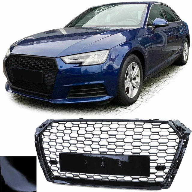 Griglia Calandra A Nido D'Ape Per Audi A3 8P Restyling (2008-2013) - Nero Opaco, Senza Logo, Con 2 Portatarga E Portalogo - 3