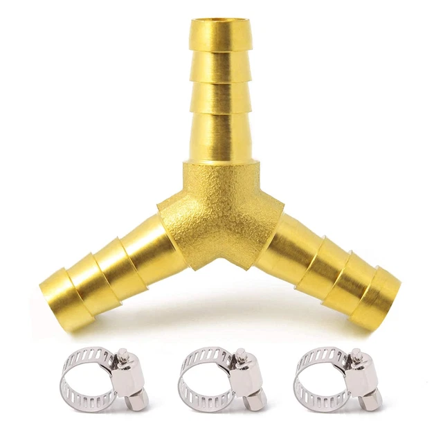 Metaland Brass 1/4" Hose Barb 3 Way Wye Y Shape Barbed Splitter Fitting Splicer