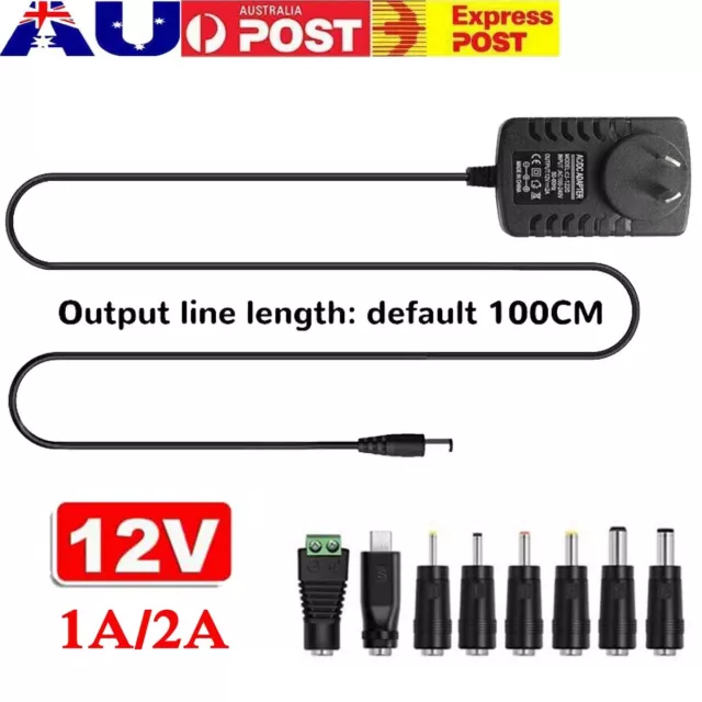 12V AC DC 1A/2A LED Power Supply Adapter Safety Charger For Strip CCTV Camera AU