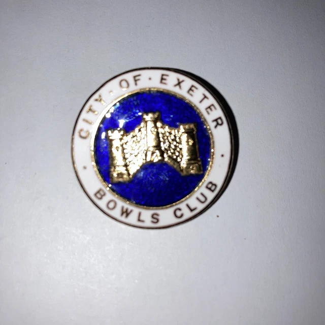 CITY OF EXETER Bowls Club Crown Green Bowls Bowling Association Lapel